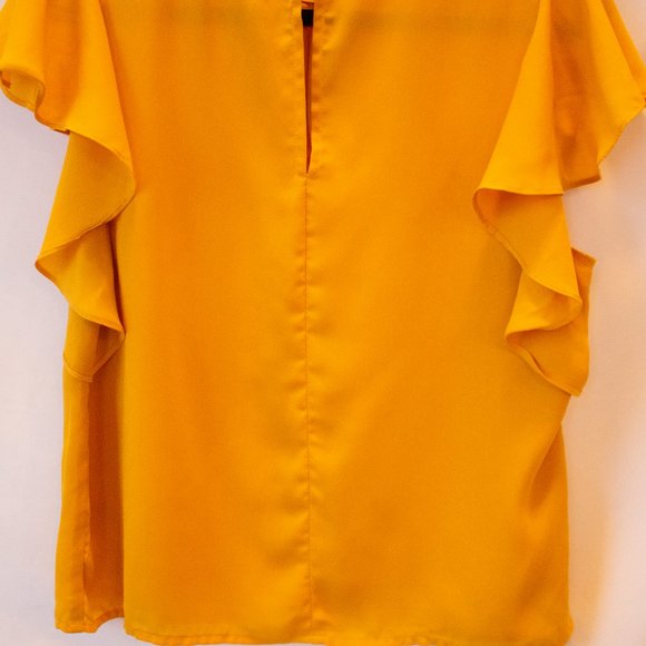 Mustard Yellow/Gold Short Sleeve Blouse - Picture 2 of 7